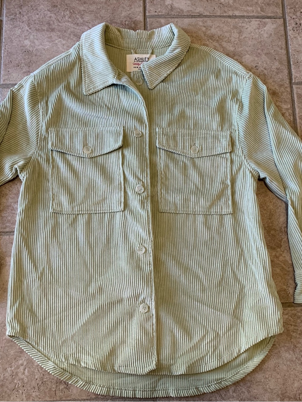 Ashley By 26 International Sage Green Corduroy Button-Down Shirt